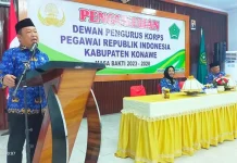 Hadiri Pengukuhan Dewan Pengurus Korpri Kabupaten Konawe, Harmin Ramba Tegaskan ASN Harus Netral Hadiri Pengukuhan Dewan Pengurus Korpri Kabupaten Konawe, Harmin Ramba Tegaskan ASN Harus Netral