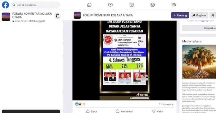 Cek Fakta: Tidak Benar Guru Besar dari IPB Melakukan Survei Paslon Presiden