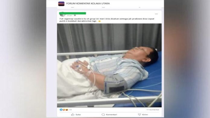 Cek Fakta: Tidak Terbukti Foto Prabowo Terbaring Sakit
