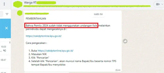 [Salah] Pemilu 2024 Sudah Tidak Menggunakan Undangan Fisik Kepada Pemilih