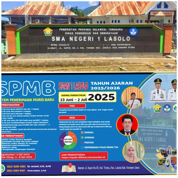 Sistem Penerimaan Murid Baru SMA Negeri 1 Lasolo Tahun Ajaran 2025/2026 Resmi Dibuka