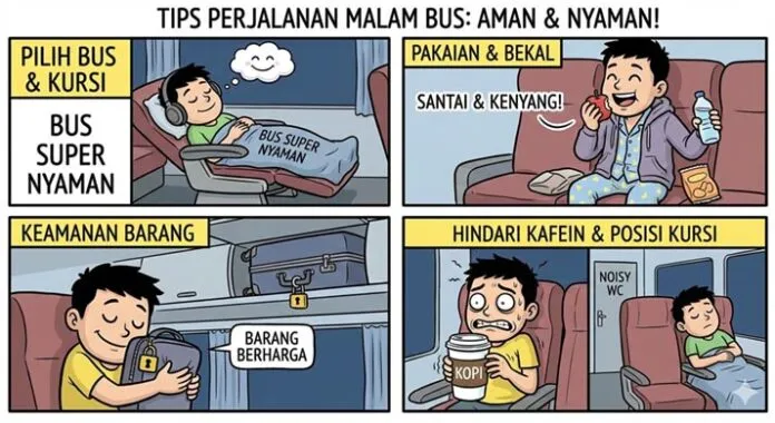 8 Tips Melakukan Perjalanan Naik Bus di Malam Hari, Aman dan Nyaman!