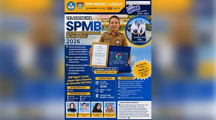 spmb SMP Negeri 1 Lasolo Resmi Buka SPMB 2026, Tawarkan Sekolah Digital dan Seragam Gratis