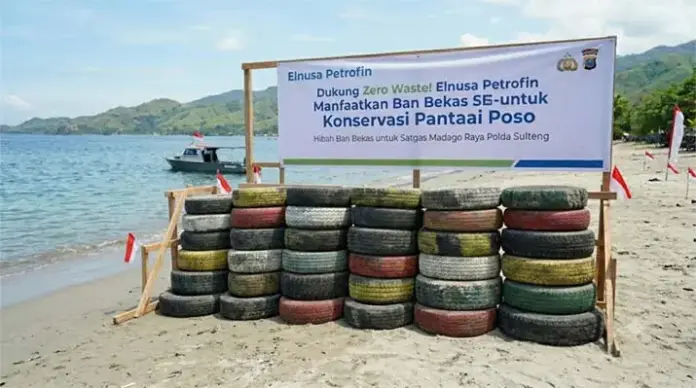 zeropaste Dukung Zero Waste, Elnusa Petrofin Manfaatkan Ban Bekas untuk Konservasi Pantai Poso